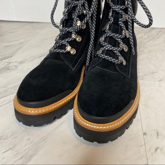 New! Marc Fisher Idaran Black Lug Sole Black Suede Hiker Boot 9M - Picture 8 of 14